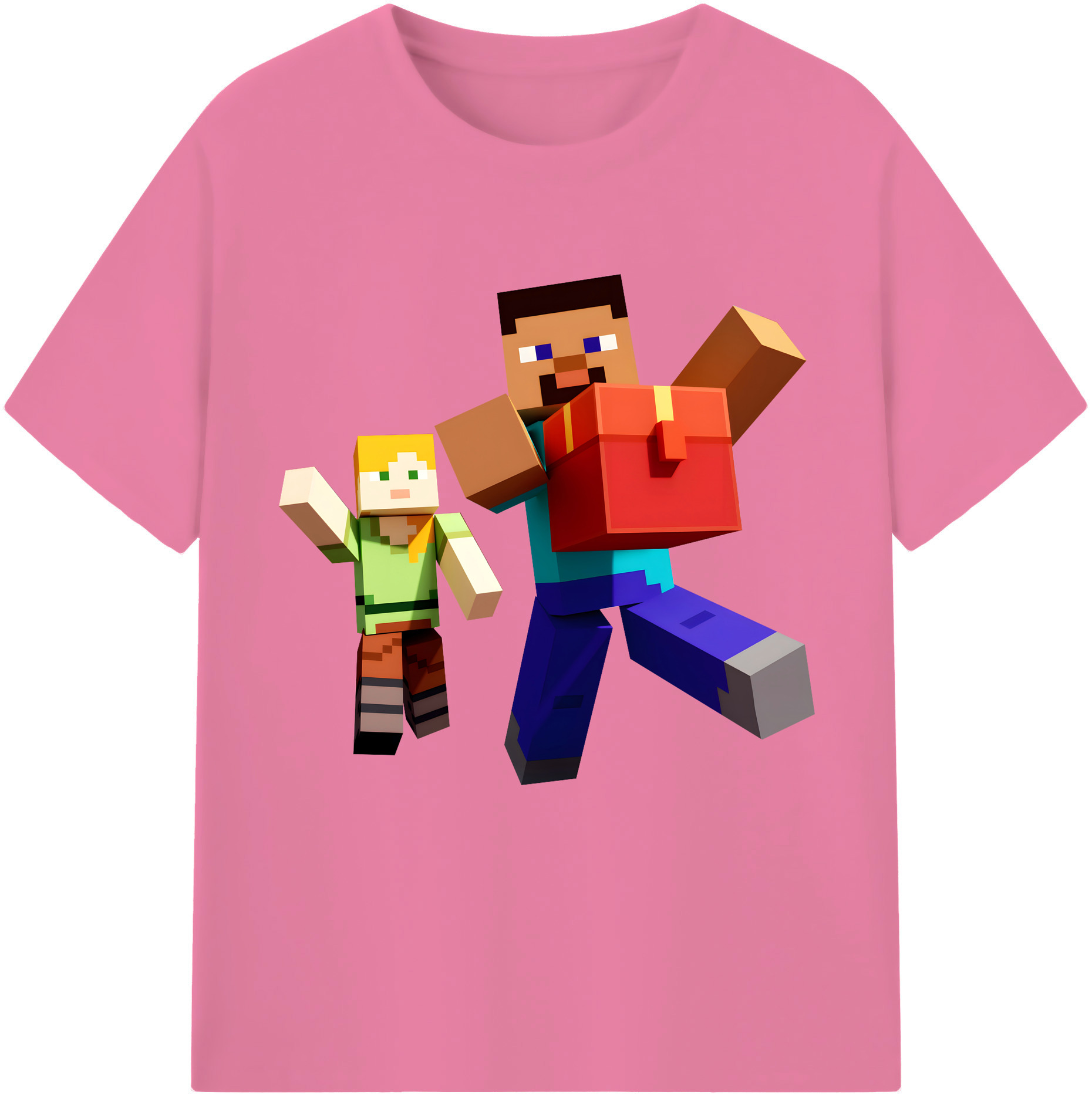 （画像用） マインクラフト ブロックの世界 Minecraft MC Block world 綿100％半袖Tシャツ（フロントプリント）